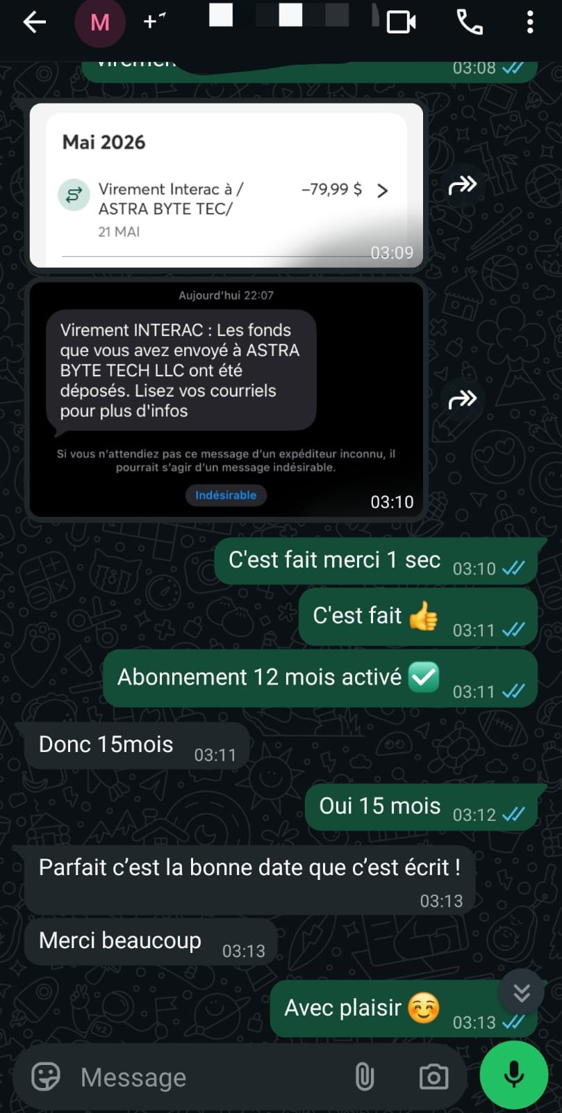 Preuve d'abonnement IPTV Québec 3